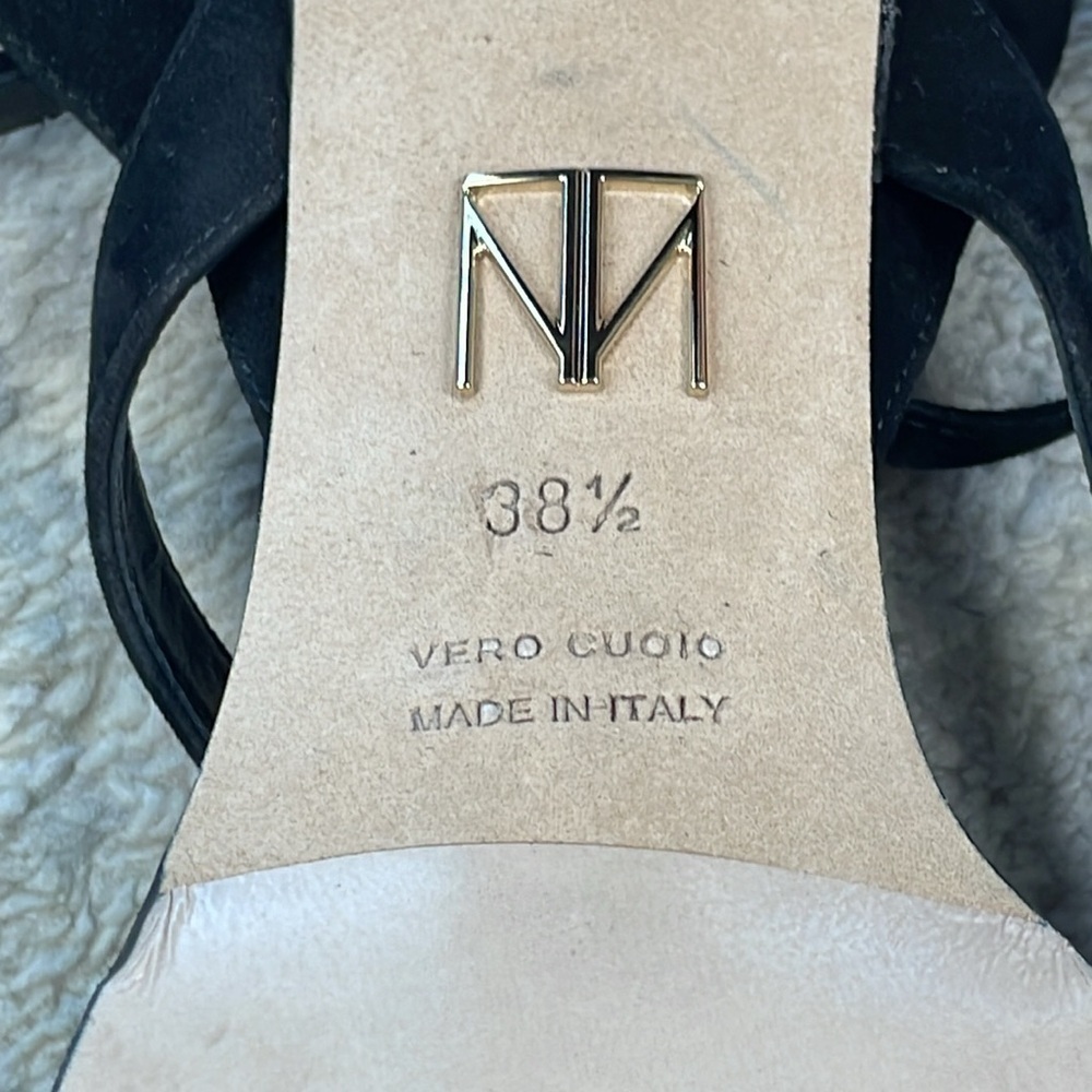 New Tamara Mellon Terra 100 Suede Studded Wrap Around Sandals Heels Black 38.5 - Picture 12 of 13